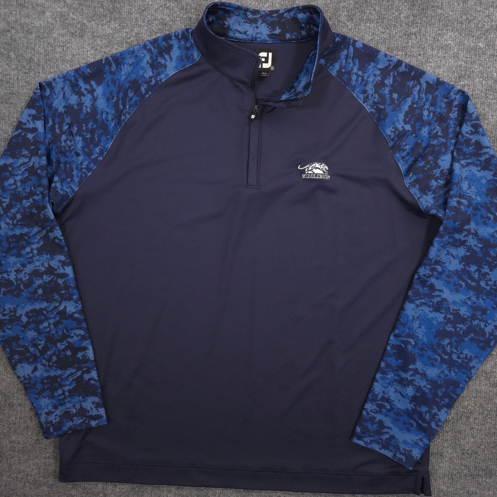 FootJoy Middlebury College 1/4 Zip Mens XL Blue Camo Performance Golf Pullover